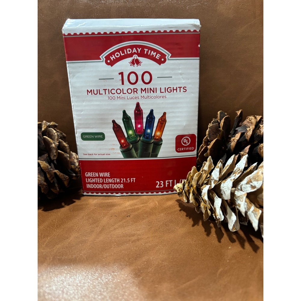 Holiday Time 100 Multicolor Mini Lights Green Wire Indoor Outdoor 23ft NEW